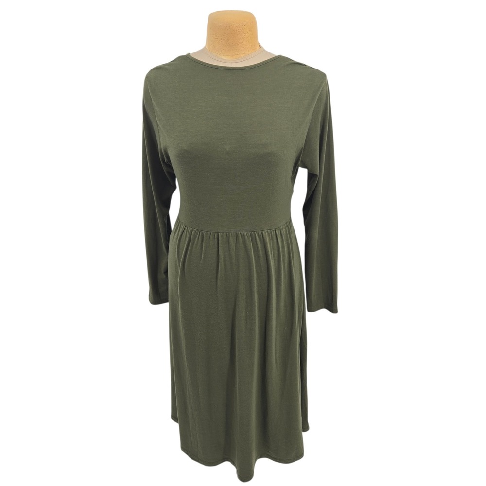 Cupshe Fit and Flare Dress XL Green Stretch Criss Cross Back Casual Vacation